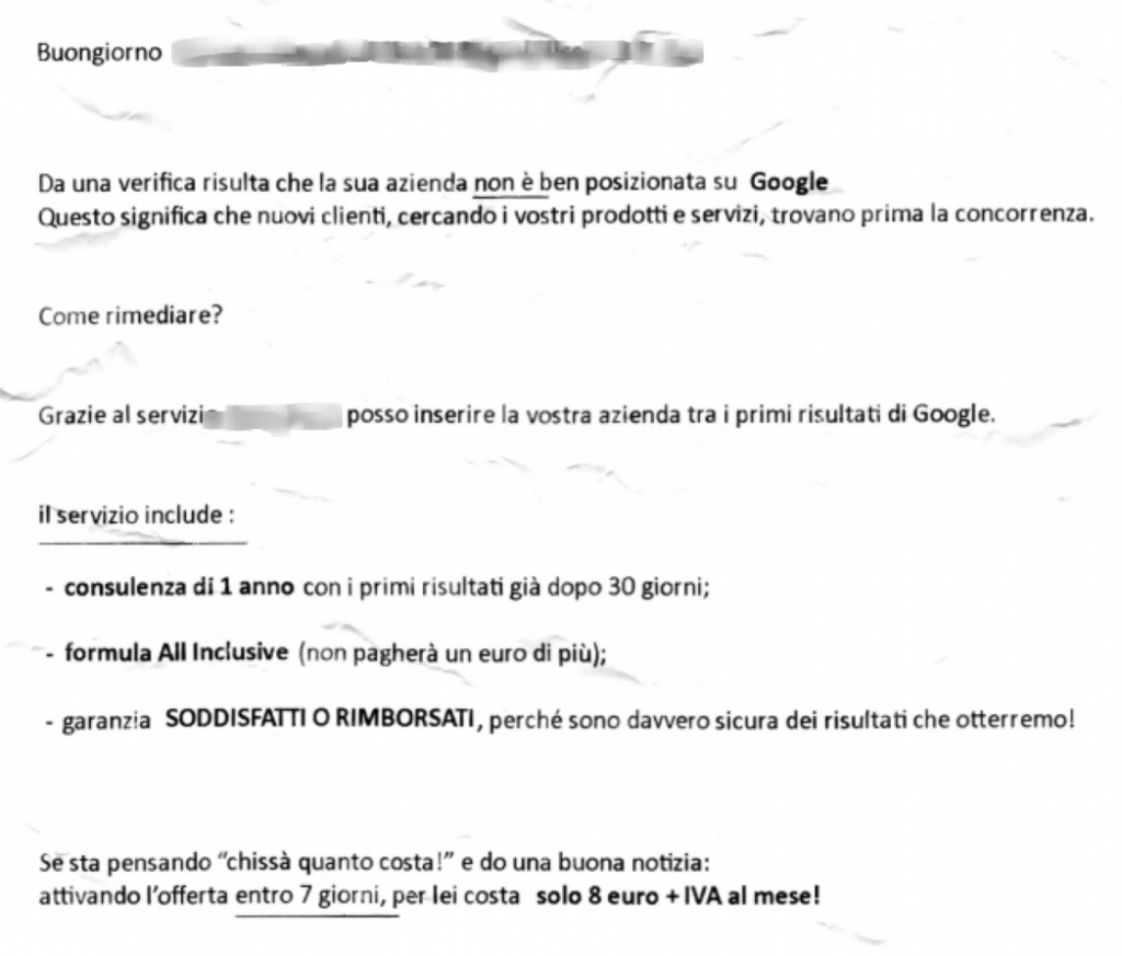 offerta posizionamento
